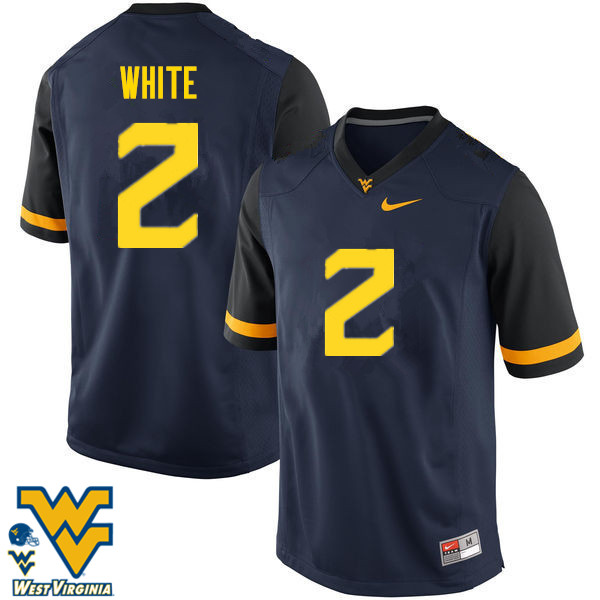 Men #2 KaRaun White West Virginia Mountaineers College Football Jerseys-Navy